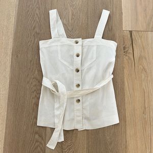 Theory Linen Button Tank Top with Optional Tie, 0
